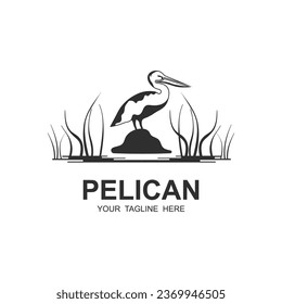 pelican bird logo vector icon illustration design. logo for adventure, and brand company