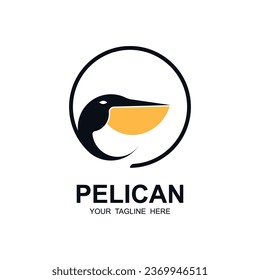 pelican bird logo, Vektorsymbol-Illustrationsdesign. Logo für Abenteuer und Markenfirma