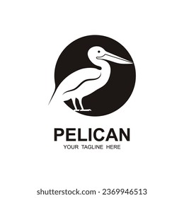 pelican bird logo, Vektorsymbol-Illustrationsdesign. Logo für Abenteuer und Markenfirma
