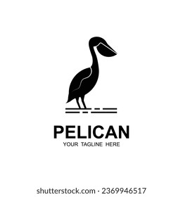 diseño de ilustración de icono del vector del logotipo de ave pelican. logo para aventura y compañía de marca