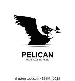 diseño de ilustración de icono del vector del logotipo de ave pelican. logo para aventura y compañía de marca