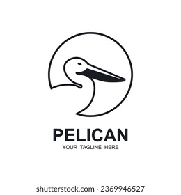 pelican bird logo, Vektorsymbol-Illustrationsdesign. Logo für Abenteuer und Markenfirma