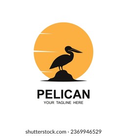 pelican bird logo vector icon illustration design. logo for adventure, and brand company