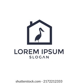 pelican bird logo vector illustration isolated on white background