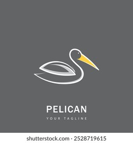 Logotipo de pássaro pelicano, projeto de ilustração de vetor pelicano, projeto de logotipo de pássaro