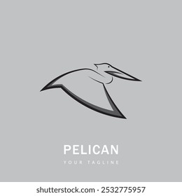 Logotipo de pássaro pelicano, projeto de ilustração de vetor pelicano, projeto de logotipo de pássaro