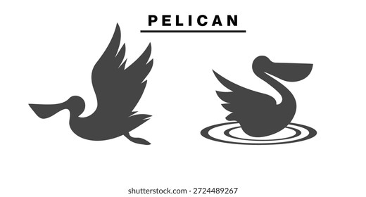 Logotipo del pájaro del pelícano, diseño de la Ilustración vectorial del pelícano, diseño del logotipo del pájaro