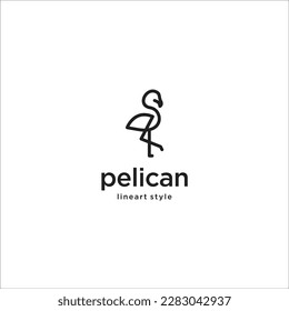 pelican bird logo vintage with sun background vector illustration design