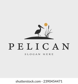 pelican bird logo vintage vector illustration template icon graphic design