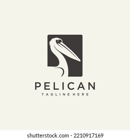 Pelican bird minimlaist logo design vector illustration 