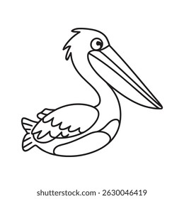 Pelican bird outline vector art illustration