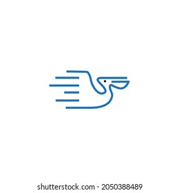 PELICAN BIRD SEA LINE LOGO ICON VECTOR ILLUSTRATION DESIGN