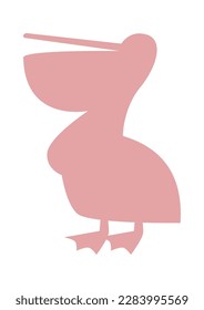 Pelican bird shape flat icon Cartoon animal silhouette. Vector illustration
