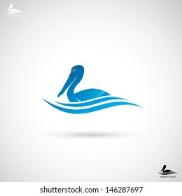 Pelican bird sign - vector illustration