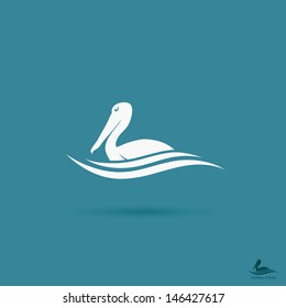 Pelican bird sign - vector illustration