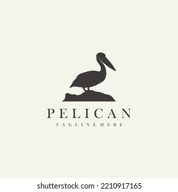 Pelican Bird Silhouette Logo Design Vector Illustration 