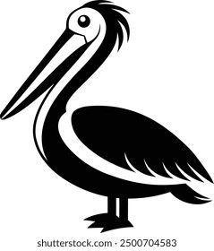 Pelican bird silhouette vector icon