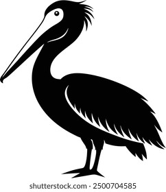 Pelican bird silhouette vector icon