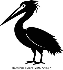 Pelican bird silhouette vector icon