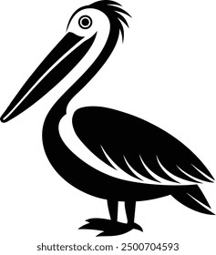 Pelican bird silhouette vector icon