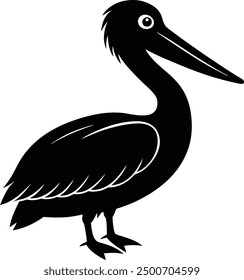 Pelican bird silhouette vector icon