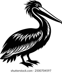 Pelican bird silhouette vector illustration