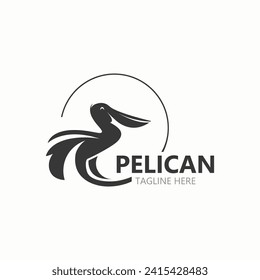 Pelican bird silhoutte vintage logo vector illustration template icon graphic design