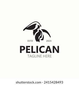 Pelican bird silhoutte vintage logo vector illustration template icon graphic design