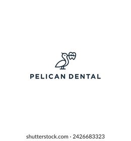 Pelican Bird With Tooth Dental Logo design vector illustration template