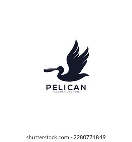 Pelican bird vector illustration. Flying pelicans