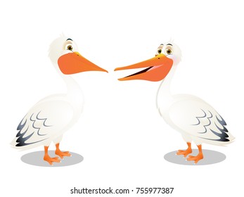 Pelican Birds - Cartoon Vector Image