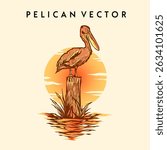 PELICAN BROWN LOGO VECTOR ILLUSTRATION TEMPLATE