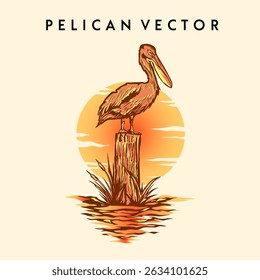 PELICAN BROWN LOGO VECTOR ILLUSTRATION TEMPLATE