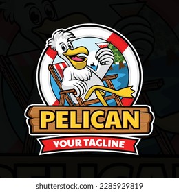 pelican cartoon character design vector 