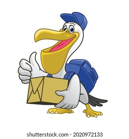 Pelican Cartoon Courier Delivery Service
