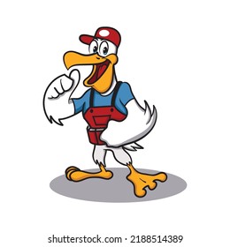 Pelican character mascot logo illustration design