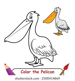 Pelican coloring page, coloring book for kids, pelican isolated vector, pelican drawing coloring book for children