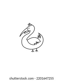 Pelican Coloring Page Isolated for Kids. Pelican line art vector isolated on white background. vector line art illustration.  for home decor such as posters, wall art, tote bag, t-shirt print, sticker