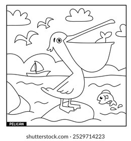 Pelican coloring page for kids