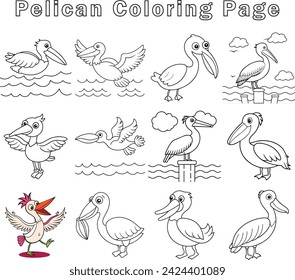 Página de coloreo Pelican para niños libro de coloración 