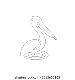 Pelican in continuous line art drawing style. Black linear sketch on white background. Vector illustration, pelican bird line art simple design vector