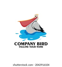 pelican design logo vector. illustration pelican on the beach