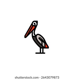 Pelican drawing stands isolated minimalist depiction white backdrop simple