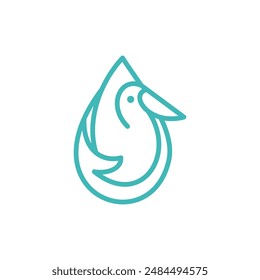 Pelican Drop Water line logo design, logotype element for template