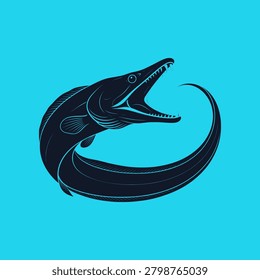 Pelican Eel icon featuring a rare deep sea fish with a distinctive expandable mouth and elongated body. Clean vector design ideal for marine biology, ocean science, wildlife, and educational projects.