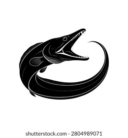 Pelican Eel icon featuring a rare deep sea fish with a distinctive expandable mouth and elongated body. Clean vector design ideal for marine biology, ocean science, wildlife, and educational projects.