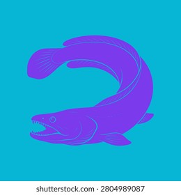Pelican Eel icon featuring a rare deep sea fish with a distinctive expandable mouth and elongated body. Clean vector design ideal for marine biology, ocean science, wildlife, and educational projects.