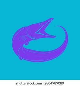 Pelican Eel icon featuring a rare deep sea fish with a distinctive expandable mouth and elongated body. Clean vector design ideal for marine biology, ocean science, wildlife, and educational projects.