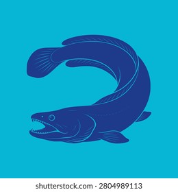 Pelican Eel icon featuring a rare deep sea fish with a distinctive expandable mouth and elongated body. Clean vector design ideal for marine biology, ocean science, wildlife, and educational projects.