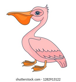 Pelican. Figure stylized cartoon style. Isolated background. Vector